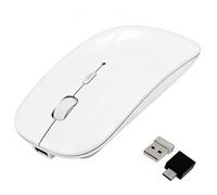HOTDREAM Mouse Bluetooth wireless ricaricabile per MacBook Pro/Air/iPad Air/iPad Pro/Laptop/Tablet/iPhone/PC, Bluetooth 5.2/3.0 e 2.4 GHz Dual Mode, Bianco