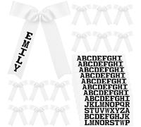 Hoteam 20 fiocchi grandi per capelli e lettere termoadesive, include 12 fiocchi da cheerleader da 20 cm, 8 fogli a trasferimento termico, adesivi con lettere dell'alfabeto, nastro in grosgrain