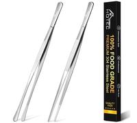 Hotec Pinze da barbecue e pinzette in acciaio inox, 30 cm, utilizzabili come pinze professionali per cucinare, grigliare e forno
