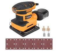 Hoteche Levigatrice orbitale da 240 W, 110 x 100 mm, smerigliatrice multifunzione per legno con autoaspirazione, 13000 rpm, con spazzole in carbonio, carta vetrata e contenitore per la polvere