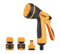 Hoteche Set di 4 soffione da giardino - attacco rapido da 1/2", attacco rapido da 1/2", adattatore da 1/2"-3/4", doccetta da giardino a otto funzioni (giallo e nero)
