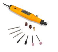 Hoteche Set di mini utensili multifunzione da 18 V, 10 pezzi, 0-18.000 giri/min, pinza di serraggio da 3,2 mm, con 10 accessori e alimentatore, per levigatura, lucidatura, incisione (metallo/legno