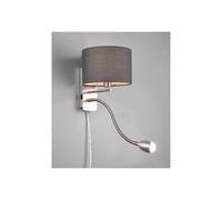 HOTEL APPLIQUE NICHEL CON PARALUME IN TESSUTO GRIGIO,BIANCO O NERO BRACCIO ORIENTABILE LED 3W DA LETTURA