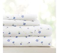 Hotel Collection Linen Market LM Pattern 4PC Set di Lenzuola, Microfibra, Morbido Floreale Azzurro, King