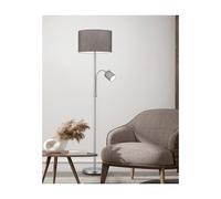 HOTEL PIANTANA CON LUCE DA LETTURA ORIENTABILE FINITURA CROMO, NICHEL O OTTONE PARALUME IN TESSUTO