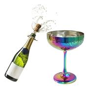 HOTENEAIRE Bicchieri da martini in metallo, in acciaio inox, da champagne, in acciaio inox, calici da cocktail incisi, calici da Martini (arcobaleno)