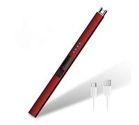 HOTERB Accendino Elettrico - Elettrico Accendigas Ricaricabile con Porta USB di Tipo C,Indicatore di Batteria,Accendigas Elettronico per Accendere Le Candele, Barbecue(Rosso)