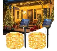 Hoteril Luci Solari Esterno, [2 Pacchi] 17M 150 LED Luci da Esterno Giardino IP65 Impermeabili 8 Modalità Filo di Rame Catena Luminosa Esterno Solare Decorative Per Festa, Matrimonio, Natale, Patio
