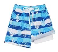 Hotfiary Costume da bagno per ragazzi con fodera a compressione, anti sfregamento, costume da bagno 2 in 1 con tasche, ad asciugatura rapida, senza fodera in rete, per calcio, sport e vacanze in