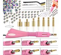 Hotfix Applicatore 7 in 1 Hot Fixed Applicatore Strass Kit di Strumenti con Strass AB Cristallo, 7 Punte, 2 Matite, Pinzette e Supporto Supporto