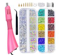 Hotfix - Kit di applicazione termoadesiva con strass, applicatore termoadesivo con strass, bacchetta fissa a caldo per vestiti, abbigliamento, tessuti, cristalli