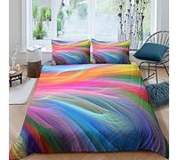 HOTGE Arcobaleno Copripiumino 3D Completo Stampa Matrimoniale 3D Set Biancheria Da Letto 3 Pz Microfibra Ipoallergenico Per Ragazzi Ragazze Adulti King(220x240cm)
