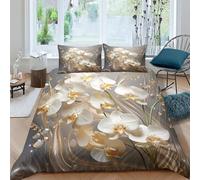HOTGE Floreale Copripiumino 3D Completo Stampa Matrimoniale Grigio bianco 3D Set Biancheria Da Letto 3 Pz Microfibra Ipoallergenico Per Ragazzi Ragazze Adulti Double(200x200cm)