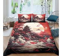 HOTGE Stile giapponese Copripiumino 3D Completo Stampa Matrimoniale 3D Set Biancheria Da Letto 3 Pz Microfibra Ipoallergenico Per Ragazzi Ragazze Adulti Double(200x200cm)