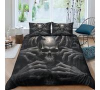 HOTGE Teschi Copripiumino 3D Completo Stampa Matrimoniale Stile gotico 3D Set Biancheria Da Letto 3 Pz Microfibra Ipoallergenico Per Ragazzi Ragazze Adulti Double(200x200cm)