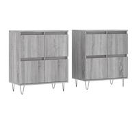 Hothingwell Buffet Basso Grigio Legno Ingegneria 2 Pezzi | Mobile portaoggetti per camera da letto, scaffale espositivo, durevole, stabile, fissaggio a parete incluso