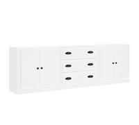 Hothingwell Buffet Bianco 3 Pezzi Legno Composito | Conservazione durevole, superficie liscia, resistenza umida, fissaggio a parete incluso