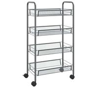 Hothingwell Carrello da cucina 4 ripiani grigio ferro 46 x 26 x 85 cm | Costruzione in ferro resistente, 2 ruote frenate su 4, cestelli a rete rimovibili, uso versatile bagno ufficio
