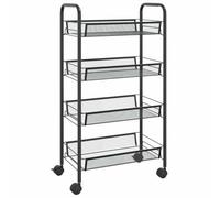 Hothingwell Carrello portaoggetti 4 ripiani, 46 x 26 x 85 cm, ferro nero | Robusta struttura in ferro, 4 ruote con freni, cestelli a rete rimovibili, uso versatile