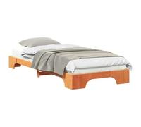 Hothingwell Cornice per letto marrone 80 x 220 cm in pino massiccio con | Base a doghe inclusa, senza rete, pino massiccio resistente, design minimalista, per adulti e adolescenti