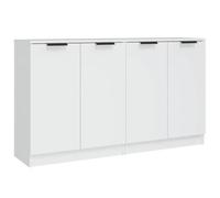 Hothingwell Credenza bianca 2 pezzi 60 x 30 x 70 cm legno di Ingenierie | Mobile portaoggetti con 2 ante e consolle stretta moderna, fissaggio a parete fornito