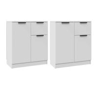 Hothingwell Credenza bianca 60 x 30 x 70 cm, 2 pezzi | Legno ingegneristico, resistente all'umidità, ampio spazio di archiviazione, montaggio a parete incluso