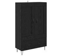 Hothingwell Credenza in legno composito, 69,5 x 31 x 115 cm, colore: Nero | Design anni '50, maniglie in metallo opaco, spazioso, ideale per soggiorno moderno