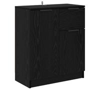 Hothingwell Credenza nera 60 x 30 x 70 cm Legno di ingegneria | Scaffali resistenti per porte a cerniera, maniglie in metallo, per soggiorno e sala da pranzo