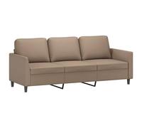 Hothingwell Divano 3 posti Cappuccino 180 cm Similpelle | Similpelle resistente alle macchie, telaio in metallo, seduta imbottita, 110 kg per sedile