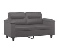 Hothingwell Divano a 2 posti, 120 cm, colore: Grigio | Similpelle resistente alle macchie, telaio in metallo, sedili imbottiti, braccioli, cuscini per schienale