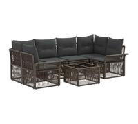 Hothingwell Divano Da Giardino 7 Pezzi Grigio Polyratan Acciaio | Cuscini in schiuma rimovibili, cuscinetti regolabili, fodere lavabili, design urbano, facile da pulire