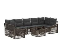 Hothingwell Divano da giardino 8 pezzi grigio poli rattan con tavolo in | Cuscini rimovibili lavabili, struttura in acciaio stabile, cuscinetti regolabili, uso esterno durevole