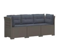 Hothingwell Divano da giardino modulare a 3 posti con cuscini in rattan PP | Seduta imbottita, effetto rattan, PP resistente, giardino terrazzo balcone veranda, configurazione flessibile
