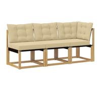 Hothingwell Divano Esterno 3 Pc Centro-Angolo Bianco Legno Acacia | Cuscino in poliestere,imbottitura in schiuma,tessuto tessile,design modulare,patio,giardino,uso esterno