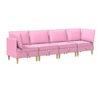 Hothingwell Divano modulare con deposito 4 pc rosa tessuto | Legno di ingegneria,telaio compensato,cuscini in poliestere,fodere rimovibili,scomparti nascosti,stile a piedi