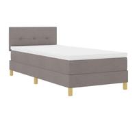 Hothingwell Letto a Molla a LED con Testiera del letto, colore: Tortora 90 | Legno di ingegneria e pino massiccio, molle insacchettate e schiuma, strisce LED flessibili, presa USB, testiera regolabile