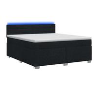 Hothingwell Letto Box Spring con materasso a LED 140 x 200 cm, colore: Nero | Testiera regolabile 78/88 cm, molle insacchettate, fodera rimovibile lavabile, alimentazione USB 5 V