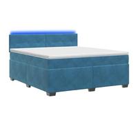 Hothingwell Letto Boxspring con materasso a LED, 140 x 200 cm, colore: Blu | Testiera regolabile, molle insacchettate, fodera rimovibile, alimentazione USB 5V non inclusa