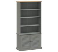 Hothingwell Libreria Vigo Grigio 85x35x170 cm Legno massello di pino | Ripiani portaoggetti libri, riviste, documenti, bottoni in metallo, legno naturale, fissaggio a parete incluso