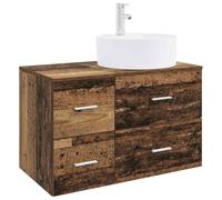 Hothingwell Mobile Bagno 2 Pezzi in Legno Ingegneria con Cassetti | Design vecchio legno, spazioso stoccaggio, installazione flessibile senza pre-foratura, punte incluse, montaggio facile a due