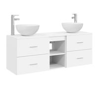 Hothingwell Mobile Bagno Parete 3 Pezzi Legno Ingegneria | Design moderno, completo di stoccaggio, senza fori preforati, montaggio semplice, 2 vanità + 1 armadio