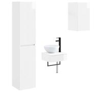 Hothingwell Mobile Lavabo con Armadi Bianchi, 3 Pezzi | Montaggio a parete, in legno di ingegneria, porta reversibile, spazioso, per piccolo bagno
