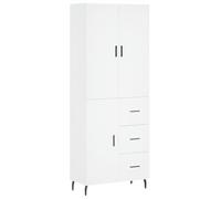 Hothingwell Mobile portaoggetti bianco 69,5 x 34 x 180 cm legno composito | Pratiche porte, gambe in metallo, fissaggio a parete fornito, per soggiorno o interesse