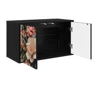 Hothingwell Mobile TV da parete in legno Ingegneria, 69 x 33 x 40 cm | Design moderno, ampio stoccaggio, fissaggio a parete, finitura rovere nero, facile da pulire