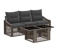 Hothingwell Salone da giardino Poly Raton 4 pezzi Grigio | Cuscini in schiuma poliestere, cuscinetti regolabili, uso esterno, design modulare