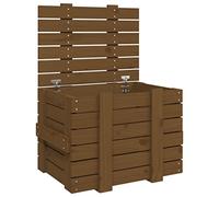 Hothingwell Scatola portaoggetti marrone miele, 58 x 40,5 x 42 cm, legno | Cassetta degli attrezzi, coperchio pratico, telaio robusto e stabile, manuale di montaggio incluso, tappetino e cuscini