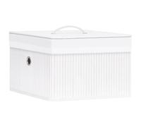 Hothingwell Scatole portaoggetti in bambù, 4 pezzi, colore: bianco | Tessuto intrecciato,pieghevoli,occhiello pratico,sciarpe,calze,biancheria intima,scaffali,guardaroba