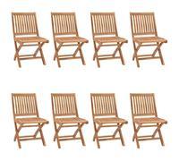 Hothingwell Sedie pieghevoli con cuscini, 8 pezzi, in teak massiccio | Design senza tempo, uso interno esterno, superficie sabbiata, pieghevole, 110 kg per seduta, pulizia saponata morbida