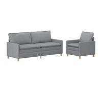 Hothingwell Set 2 Pohovek Světle Šedá Textil Moderní Design | Textil odolný, kovový rám, polštáře s zipem, údržba snadná, styl moderní