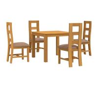 Hothingwell Set da pranzo 5 pezzi Grigio in Rovere Massiccio | Cuscini in schiuma, piedi quadrati, peso massimo 110 kg per seduta, facile manutenzione, stile contemporaneo